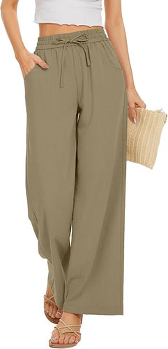 Women Flowy Pants Drawstring Waist